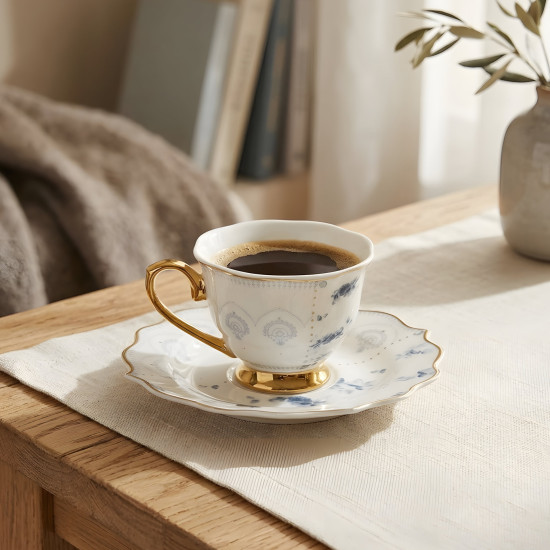 Coffee Cup and Saucer Set - 6 Pcs